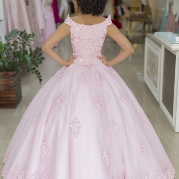 vestido infantil princesa rosa e azul com renda trabalhada