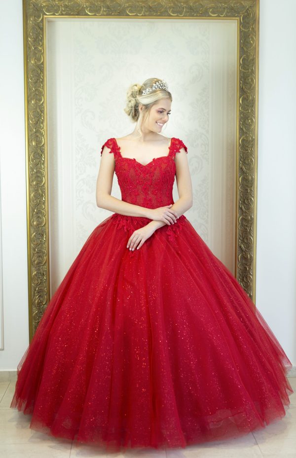 LOCAÇÃO Vestido Vermelho Princesa com Fenda