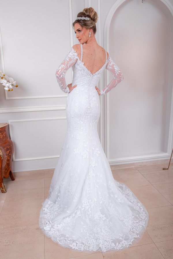 VESTIDO DE NOIVA SEREIA BRANCO RENDA BOSSA10 – Maximus Atelier
