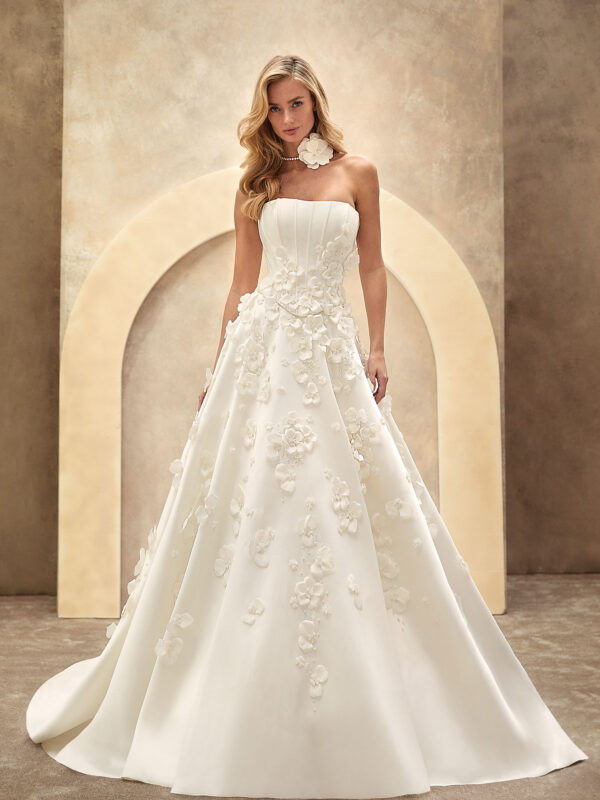 Vestido de noiva tomara que caia flores